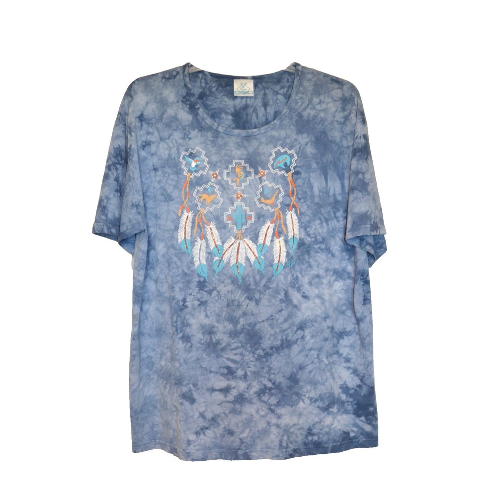 Vintage Lynee Apparel Native American T-Shirt XL USA Southwest Puff Paint Aztec